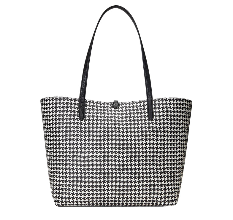 Polo Ralph Lauren Women's Faux Leather Reversible Tote Glenplaid Houndstooth