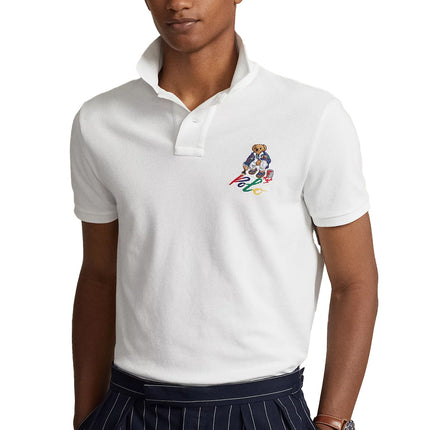 Polo Ralph Lauren Men's Custom Slim Fit Polo Bear Polo Shirt White