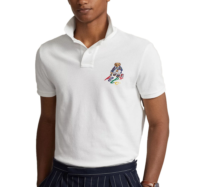 Polo Ralph Lauren Men's Custom Slim Fit Polo Bear Polo Shirt White