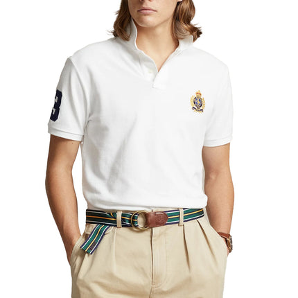 Polo Ralph Lauren Men's Classic Fit Triple Pony Mesh Polo Shirt White