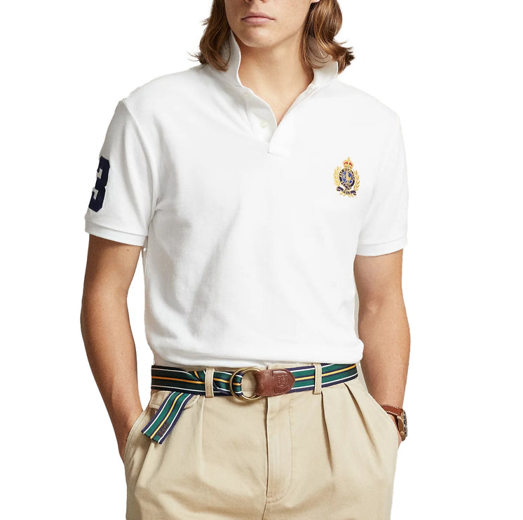 Polo Ralph Lauren Men's Classic Fit Triple Pony Mesh Polo Shirt White