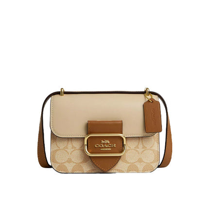 Coach Women's Morgan Square Crossbody In Blocked Signature Canvas Gold/Light Khaki/Khaki Multi