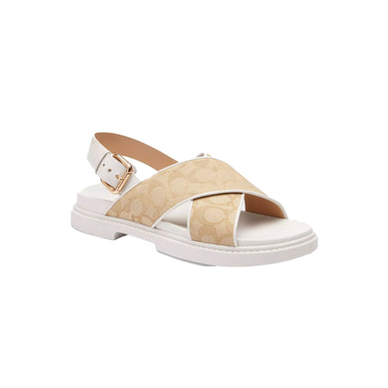 Coach Women's Fraser Sandal In Signature Jacquard Light Khaki/ Chalk