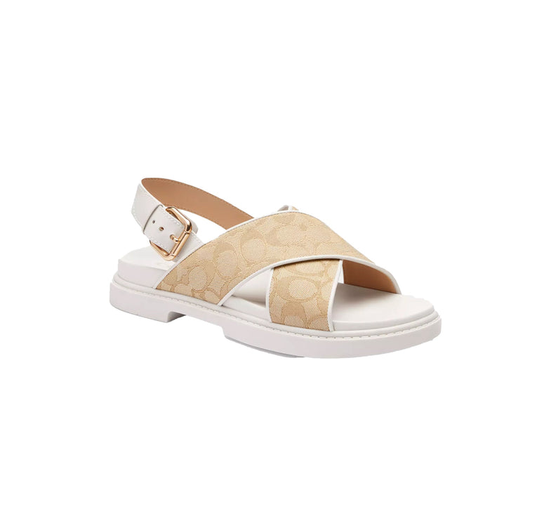 Coach Women's Fraser Sandal In Signature Jacquard Light Khaki/ Chalk