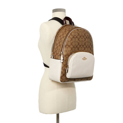 Coach Women's Large Court Backpack In Signature Canvas Khaki/Chalk