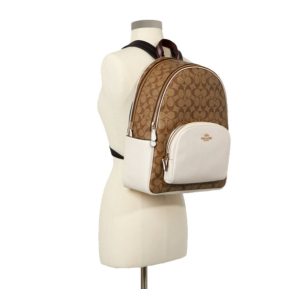 Coach Women's Large Court Backpack In Signature Canvas Khaki/Chalk