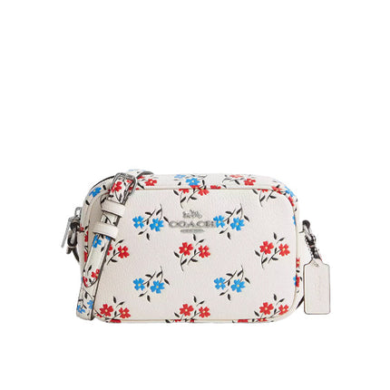 Coach Women's Mini Jamie Camera Bag With Floral Print Silver/Chalk Multi