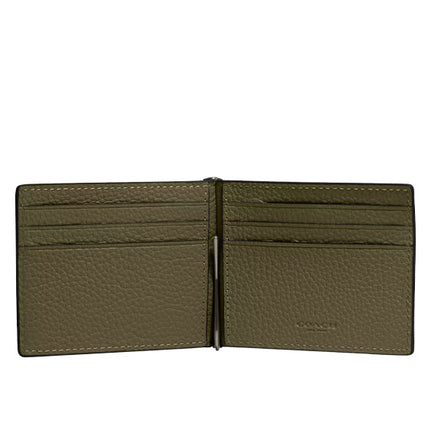 Coach Women's Slim Money Clip Billfold Wallet Gunmetal/Olive Drab