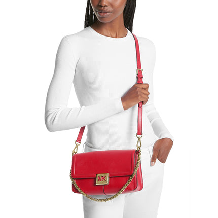 Michael Kors Women's Sonia Medium Leather Shoulder Bag Bright Red