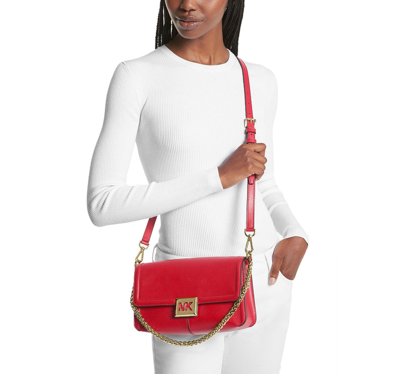 Michael Kors Women's Sonia Medium Leather Shoulder Bag Bright Red