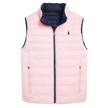 Polo Ralph Lauren Kid's P Layer Reversible Quilted Vest Newport Navy Hint Of Pink