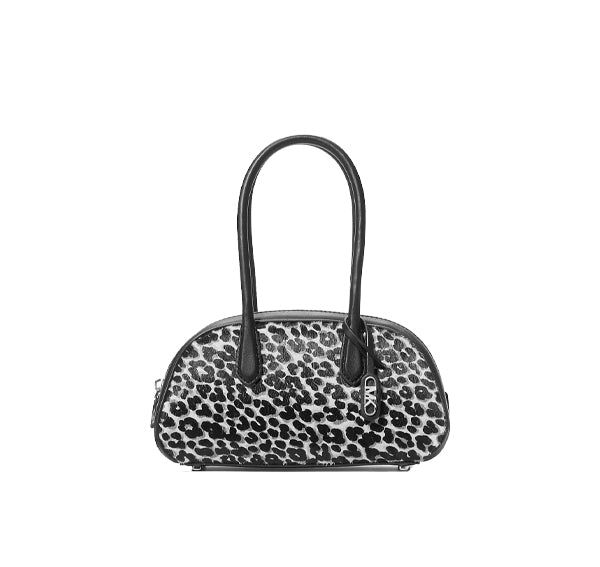 Michael Kors Women's Lulu Small Leopard Print Calf Hair Satchel Black Combo