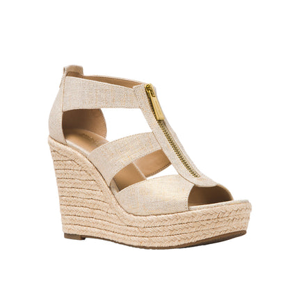 Michael Kors Women's Damita Linen Wedge Pale Gold