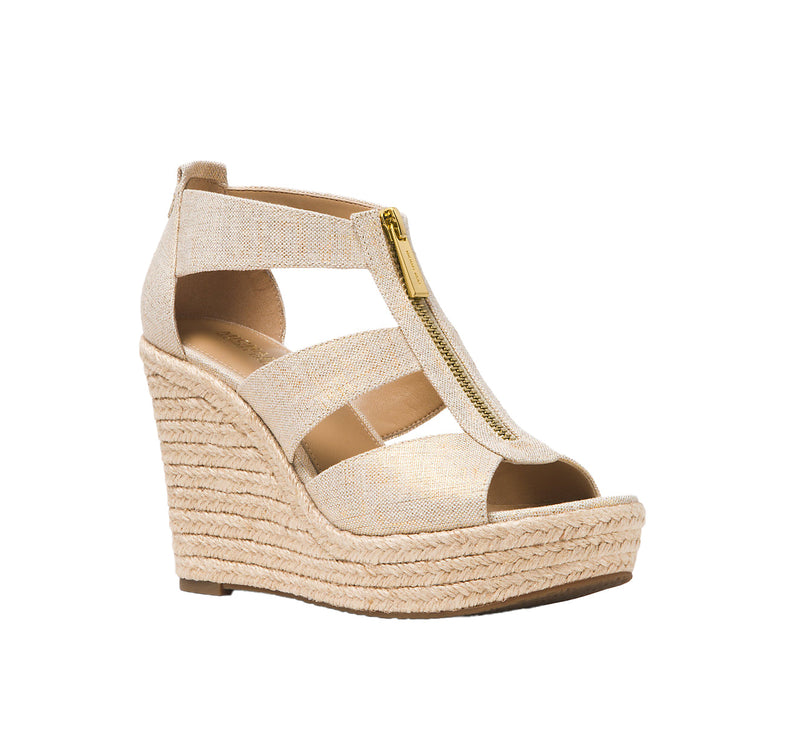 Michael Kors Women's Damita Linen Wedge Pale Gold