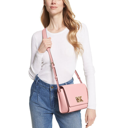 Michael Kors Women's Mimi Medium Leather Messenger Bag Powder Blush