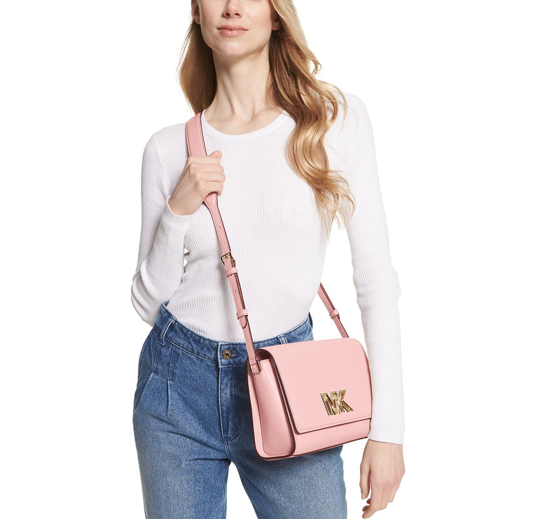 Michael Kors Women's Mimi Medium Leather Messenger Bag Powder Blush