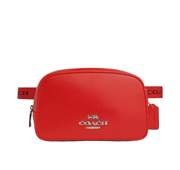 Coach Women's Pace Belt Bag Silver/Miami Red