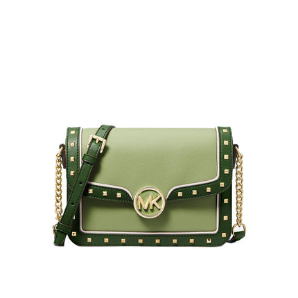 Michael Kors Women's Leida Medium Studded Shoulder Bag Fern Green Multi