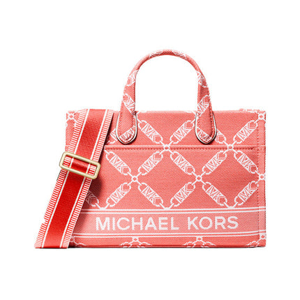 Michael Kors Women's Gigi Small Empire Logo Jacquard Messenger Bag Spiced Coral