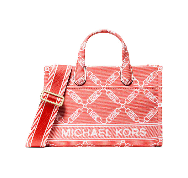 Michael Kors Women's Gigi Small Empire Logo Jacquard Messenger Bag Spiced Coral