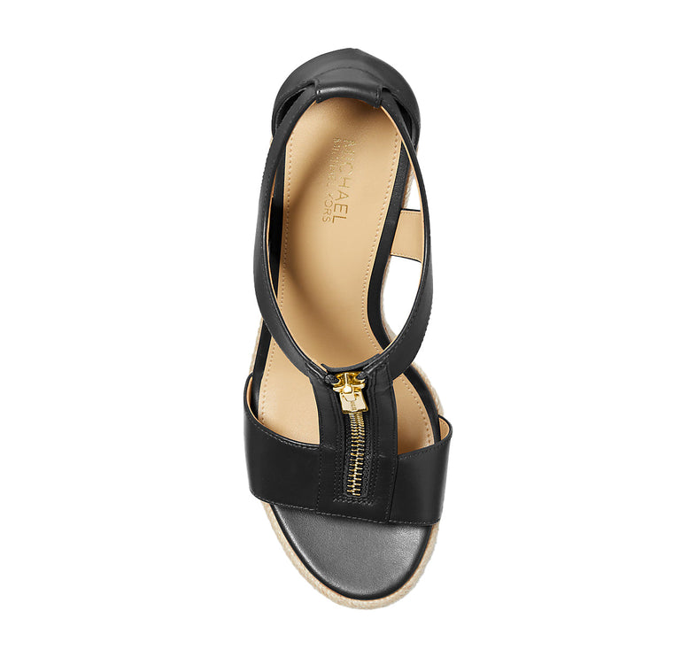 Michael Kors Women's Berkley Leather Wedge Sandal Black