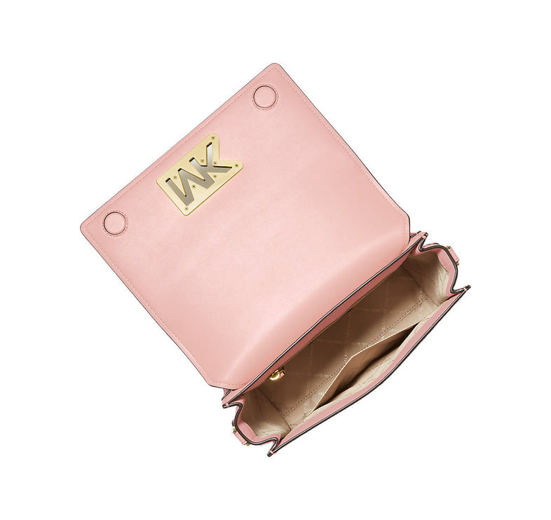 Michael Kors Women's Mimi Medium Leather Messenger Bag Powder Blush