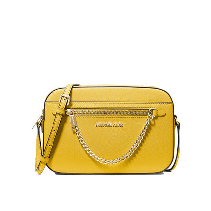 Michael Kors Women's Jet Set Large Saffiano Leather Crossbody Bag Golden Yellow