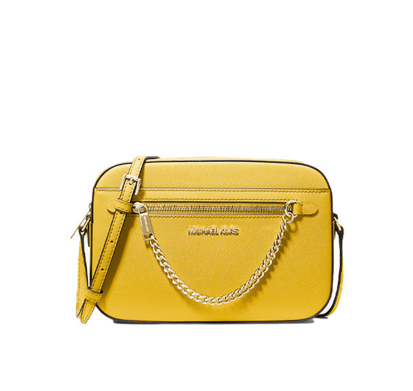 Michael Kors Women's Jet Set Large Saffiano Leather Crossbody Bag Golden Yellow