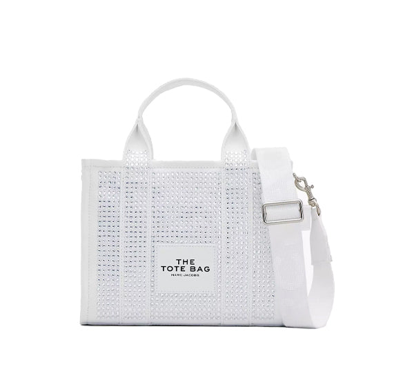Marc Jacobs Women's The Crystal Denim Small Tote Bag White Crystal