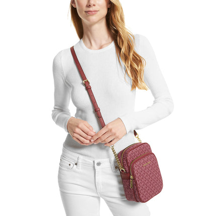 Michael Kors Women's Jet Set Travel Medium Logo Crossbody Bag Mulberry Multi