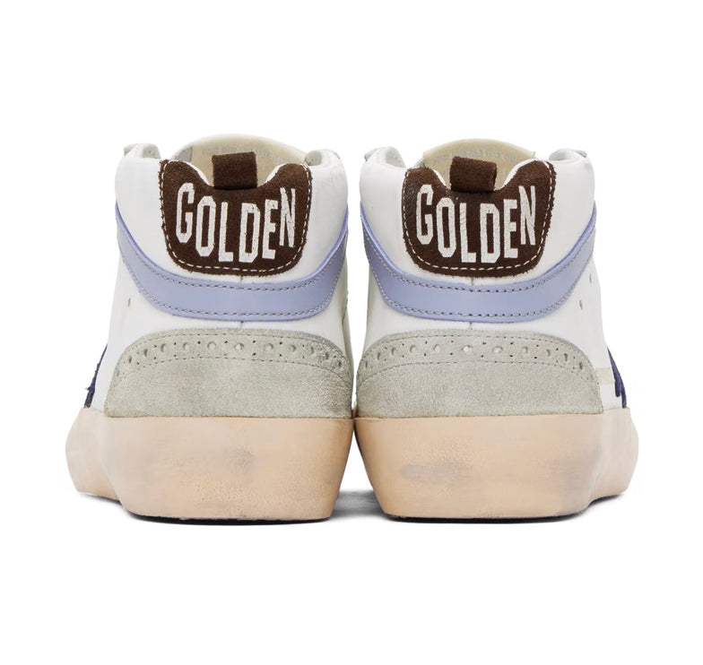 Golden Goose Women's Mid Star Sneakers White/Dark Blue/Ice