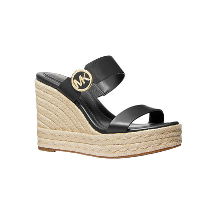 Michael Kors Women's Lucinda Leather Wedge Sandal Black