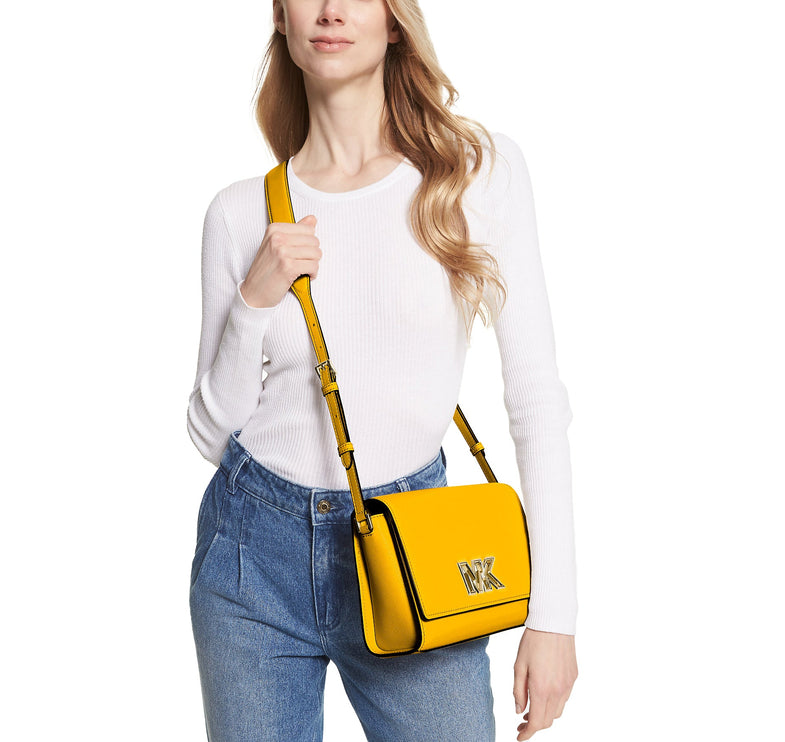 Michael Kors Women's Mimi Medium Leather Messenger Bag Jasmine Yellow