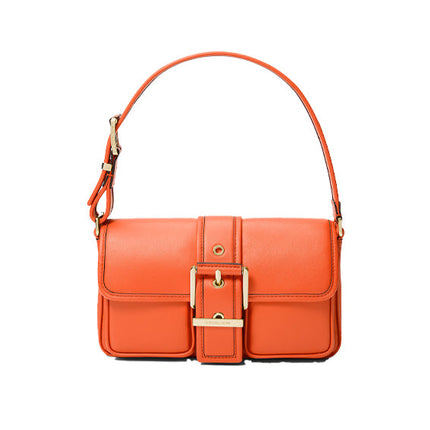 Michael Kors Women's Colby Medium Leather Shoulder Bag Optic Orange