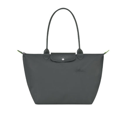 Longchamp Women's Le Pliage Green L Tote Bag Graphite Recycled Canvas