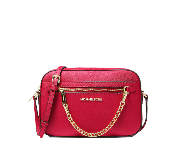 Michael Kors Women's Jet Set Large Saffiano Leather Crossbody Bag Chili