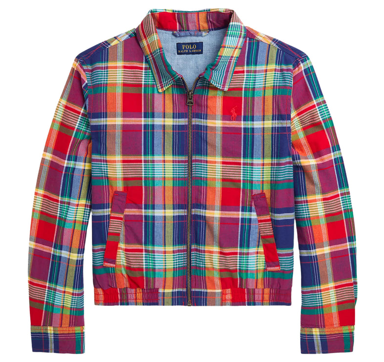 Polo Ralph Lauren Girl's Cotton Madras Jacket Blue Red