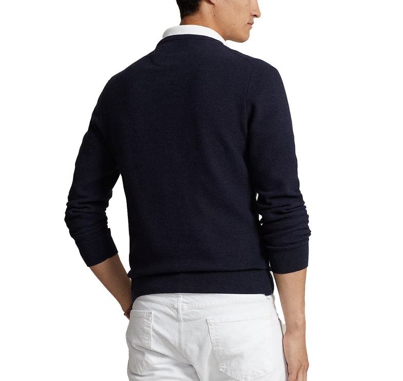 Polo Ralph Lauren Men's Textured Cotton Crewneck Sweater Navy Htr