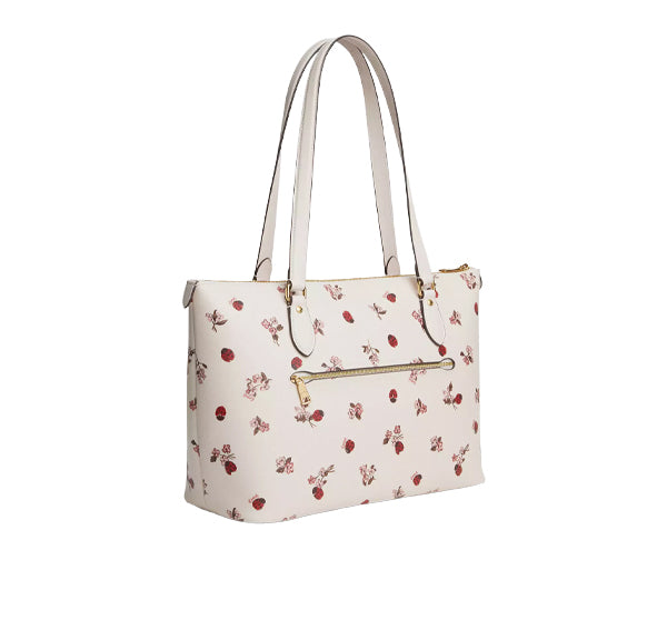 Coach Women's Gallery Tote With Ladybug Floral Print Gold/Chalk Multi