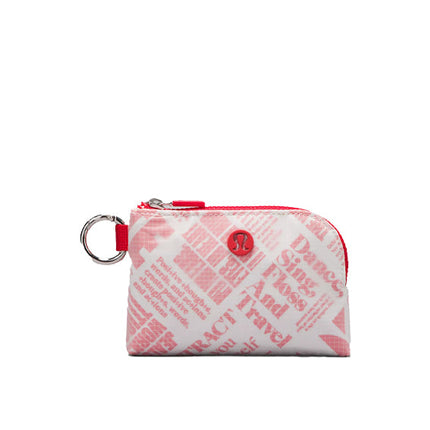 lululemon unisex Clippable Card Pouch Manifesto Print White Lulu Red