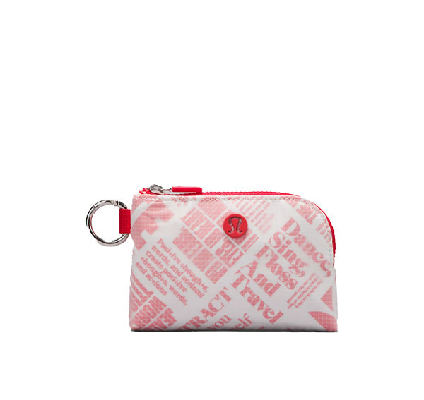 lululemon unisex Clippable Card Pouch Manifesto Print White Lulu Red