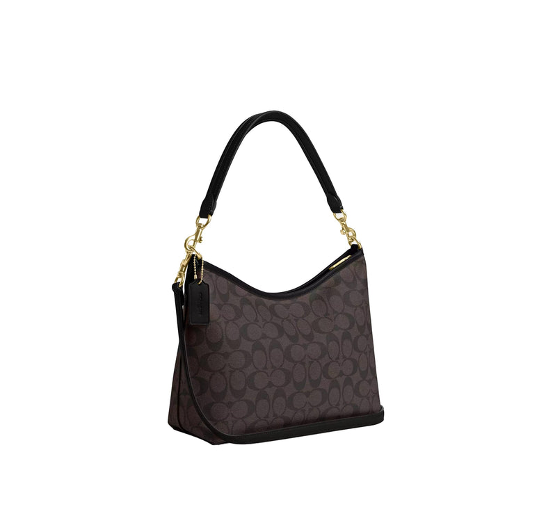 Coach Women's Laurel Shoulder Bag In Signature Canvas Gold/Brown Black