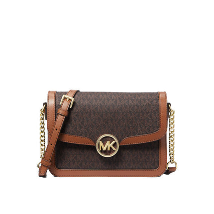 Michael Kors Women's Leida Medium Signature Logo Shoulder Bag Brown