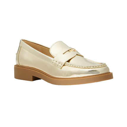 Michael Kors Women's Eden Metallic Leather Loafer Pale Gold