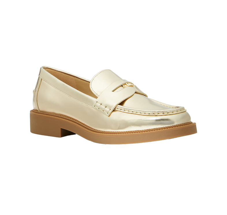 Michael Kors Women's Eden Metallic Leather Loafer Pale Gold