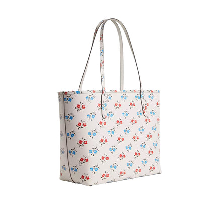 Coach Women's City Tote Bag With Floral Print  Silver/Chalk Multi