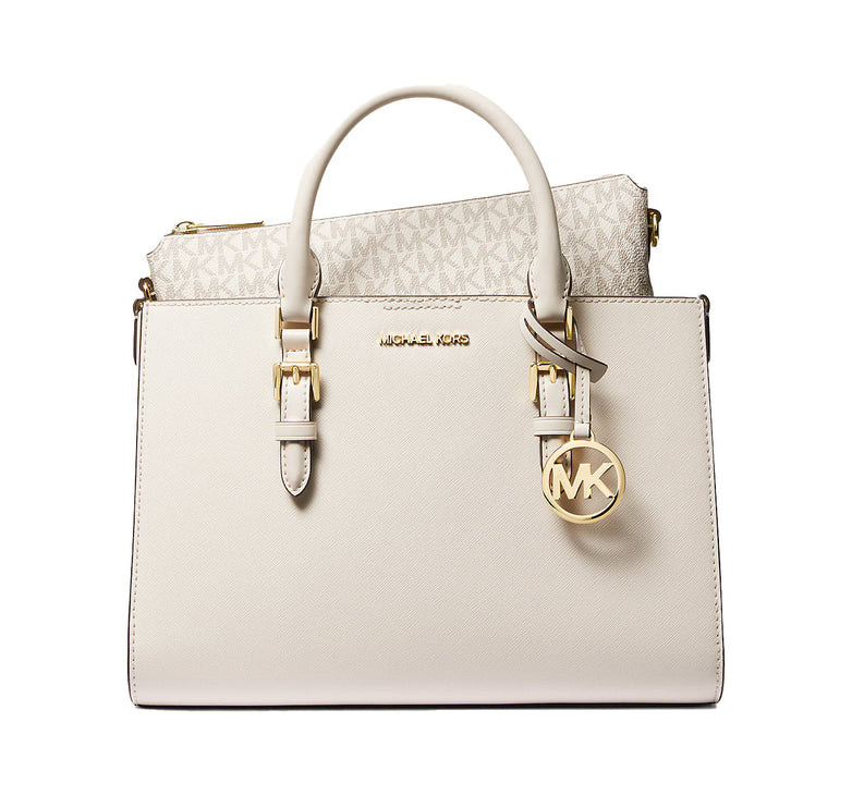 Michael Kors Women's Charlotte Medium Saffiano Leather 2-in-1 Tote Bag Lt Cream