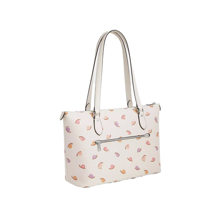 Coach Women's Gallery Tote Bag With Snail Print Silver/Chalk Multi