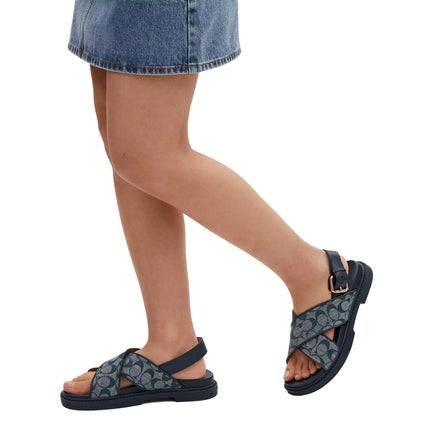 Coach Women's Fraser Sandal In Signature Chambray Midnight Navy