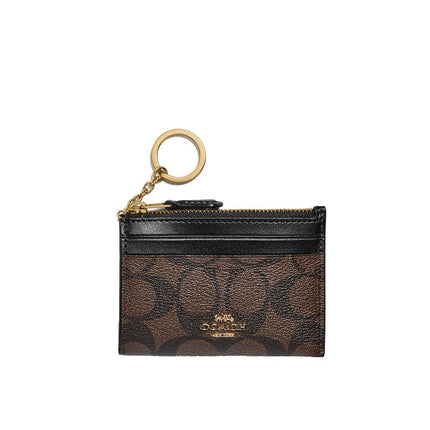 Coach Women's Mini Skinny Id Case In Signature Canvas Gold/Brown Black